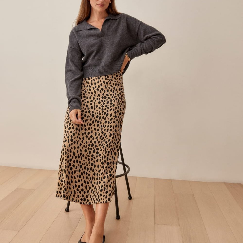 Printed midi skirt